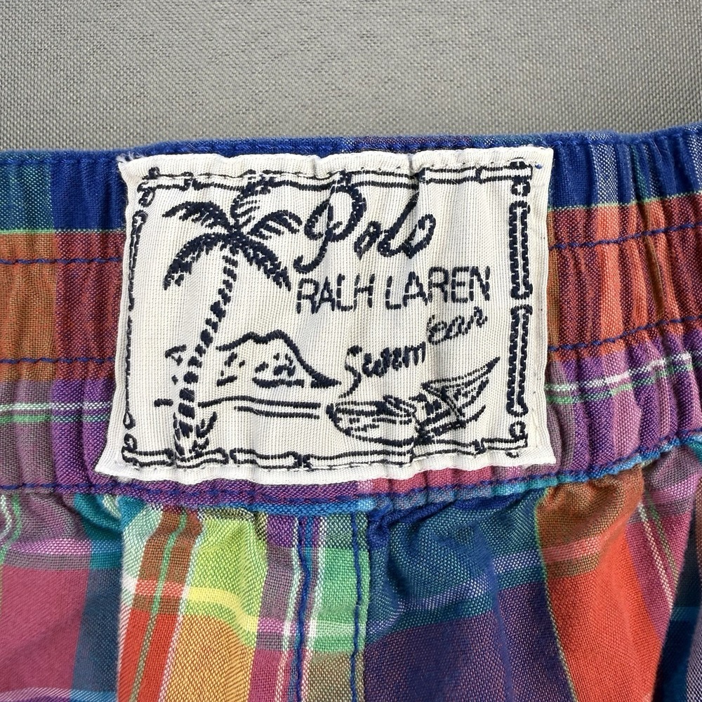 Polo Ralph Lauren Swim Trunks Boys 14-16 Multicolor Plaid Madras Mesh Lined - Picture 5 of 10